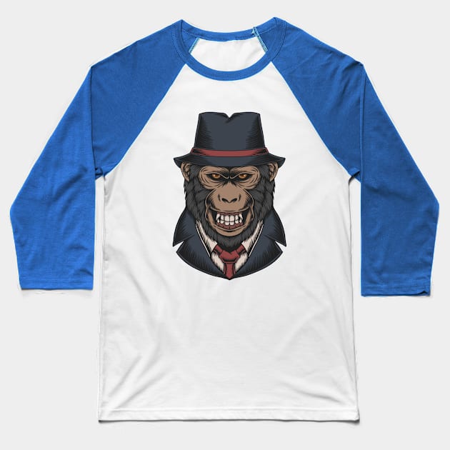 Monkey mafia illustration Baseball T-Shirt by Mako Design 